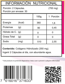FNL COLAGENO HIDROLIZADO 350 mg - Informacion Nutricional