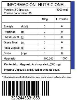 FNL MAGNESIO QUELADO 500 mg - Informacion Nutricional